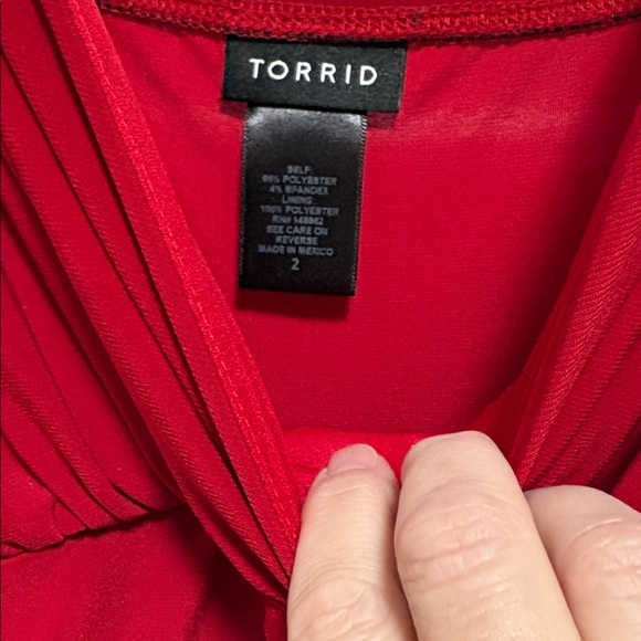 Torrid Red Surplice Poly Spandex Blend Babydoll Cocktail Tunic Top SZ 2X - Picture 9 of 9